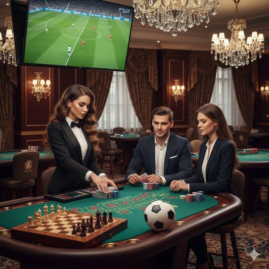 Luxurious online casino interface showing various games and a jackpot